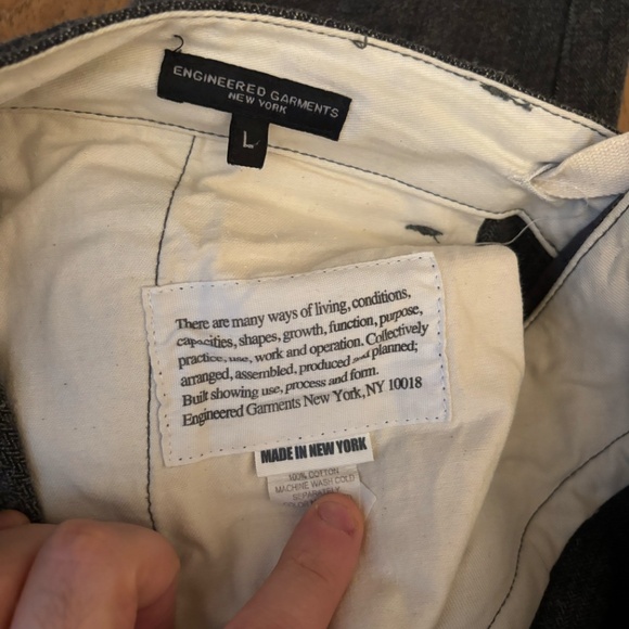 Engineered Garments E1 E-1 jogger pant brushed grey cotton L large flight pants - Picture 3 of 8